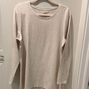Pure Jill Women's Long Sleeve Stretch Cotton Tee  Beige size Large